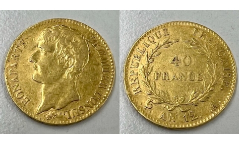 Francia, Bonaparte Console 40 Franchi AN. 12 A BB+